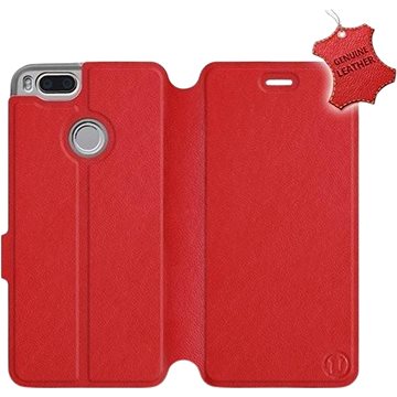 Flip pouzdro na mobil Xiaomi Mi A1 - Červené - kožené - Red Leather (5903226501571)