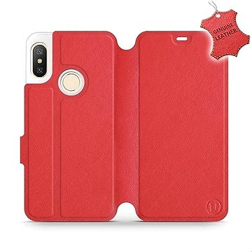 Flip pouzdro na mobil Xiaomi Mi A2 Lite - Červené - kožené - Red Leather (5903226501595)