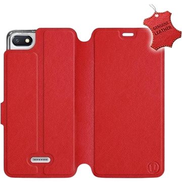Flip pouzdro na mobil Xiaomi Redmi 6A - Červené - kožené - Red Leather (5903226501816)