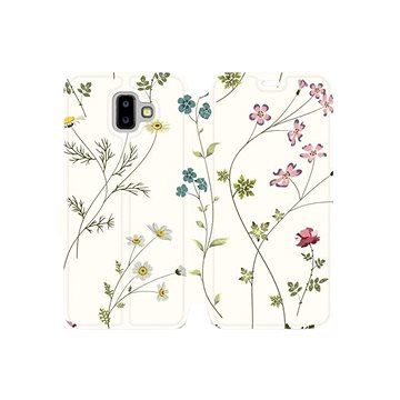 Flipové pouzdro na mobil Samsung Galaxy J6 Plus 2018 - MD03S Tenké rostlinky s květy (5903226510931)