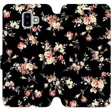 Flipové pouzdro na mobil Samsung Galaxy J6 Plus 2018 - VD02S Květy na černé (5903226511228)
