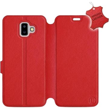 Flip pouzdro na mobil Samsung Galaxy J6 Plus 2018 - Červené - kožené - Red Leather (5903226511693)