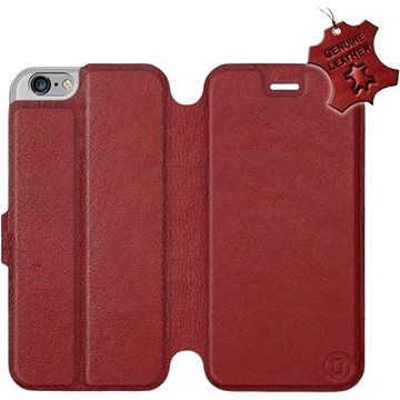 Flip pouzdro na mobil Apple iPhone 6 / iPhone 6s - Tmavě červené - kožené - Dark Red Leather (5903226515967)