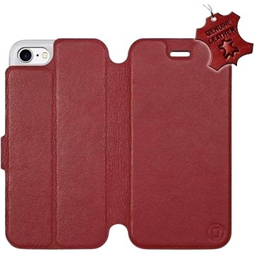 Flip pouzdro na mobil Apple iPhone 7 - Tmavě červené - kožené - Dark Red Leather (5903226515981)