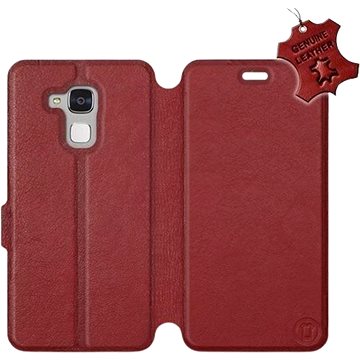 Flip pouzdro na mobil Honor 7 Lite - Tmavě červené - kožené - Dark Red Leather (5903226516476)