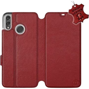 Flip pouzdro na mobil Honor 8X - Tmavě červené - kožené - Dark Red Leather (5903226516537)