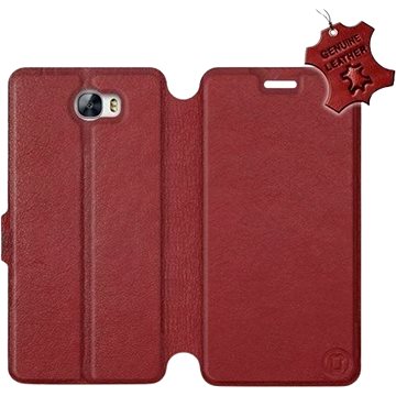 Flip pouzdro na mobil Huawei Y5 II - Tmavě červené - kožené - Dark Red Leather (5903226516889)
