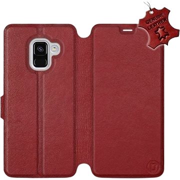 Flip pouzdro na mobil Samsung Galaxy A8 2018 - Tmavě červené - kožené - Dark Red Leather (5903226517855)