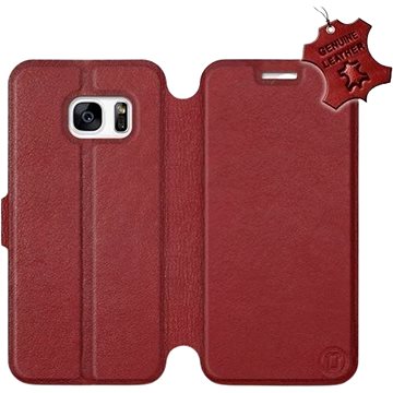 Flip pouzdro na mobil Samsung Galaxy S7 - Tmavě červené - kožené - Dark Red Leather (5903226518005)