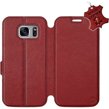 Flip pouzdro na mobil Samsung Galaxy S7 Edge - Tmavě červené - kožené - Dark Red Leather (5903226518012)