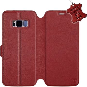 Flip pouzdro na mobil Samsung Galaxy S8 - Tmavě červené - kožené - Dark Red Leather (5903226518029)