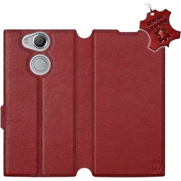 Flip pouzdro na mobil Sony Xperia XA2 - Tmavě červené - kožené - Dark Red Leather (5903226518340)
