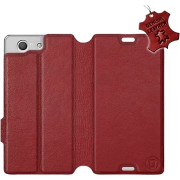 Flip pouzdro na mobil Sony Xperia Z3 Compact - Tmavě červené - kožené - Dark Red Leather (5903226518494)