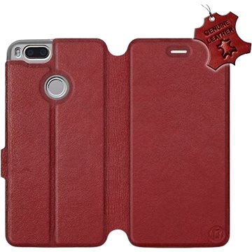 Flip pouzdro na mobil Xiaomi Mi A1 - Tmavě červené - kožené - Dark Red Leather (5903226518562)
