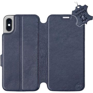 Flip pouzdro na mobil Apple iPhone XS - Modré - kožené - Blue Leather (5903226519149)