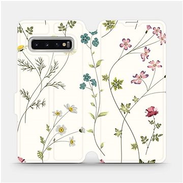 Flipové pouzdro na mobil Samsung Galaxy S10 - MD03S Tenké rostlinky s květy (5903226811267)