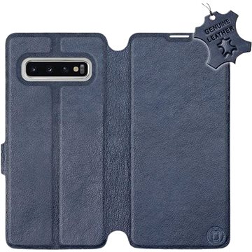 Flip pouzdro na mobil Samsung Galaxy S10 - Modré - kožené - Blue Leather (5903226811892)