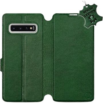 Flip pouzdro na mobil Samsung Galaxy S10 - Zelené - kožené - Green Leather (5903226811915)