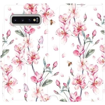 Flipové pouzdro na mobil Samsung Galaxy S10 Plus - M124S Růžové květy (5903226812424)