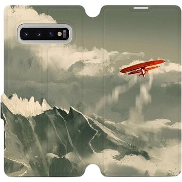 Flipové pouzdro na mobil Samsung Galaxy S10 Plus - MA03P Oranžové letadlo v horách (5903226812561)
