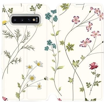 Flipové pouzdro na mobil Samsung Galaxy S10 Plus - MD03S Tenké rostlinky s květy (5903226812707)