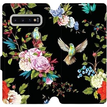 Flipové pouzdro na mobil Samsung Galaxy S10 Plus - VD09S Ptáčci a květy (5903226812981)