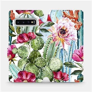 Flipové pouzdro na mobil Samsung Galaxy S10 Plus - MG09S Kaktusy a květy (5903226813131)