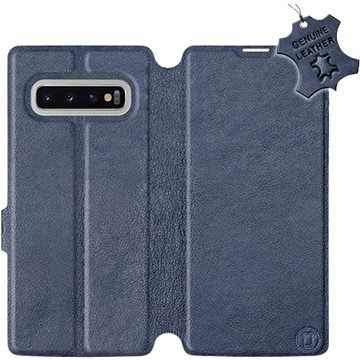 Flip pouzdro na mobil Samsung Galaxy S10 Plus - Modré - kožené - Blue Leather (5903226813339)