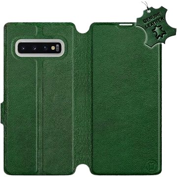 Flip pouzdro na mobil Samsung Galaxy S10 Plus - Zelené - kožené - Green Leather (5903226813353)