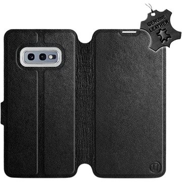 Flip pouzdro na mobil Samsung Galaxy S10e - Černé - kožené - Black Leather (5903226814732)