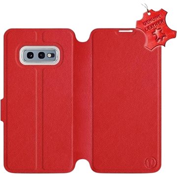 Flip pouzdro na mobil Samsung Galaxy S10e - Červené - kožené - Red Leather (5903226814756)