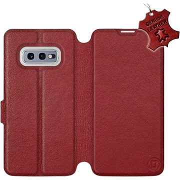 Flip pouzdro na mobil Samsung Galaxy S10e - Tmavě červené - kožené - Dark Red Leather (5903226814763)