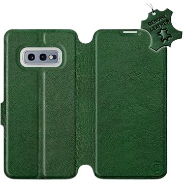 Flip pouzdro na mobil Samsung Galaxy S10e - Zelené - kožené - Green Leather (5903226814794)