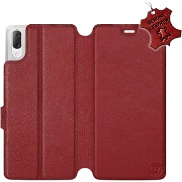 Flip pouzdro na mobil Sony Xperia L3 - Tmavě červené - kožené - Dark Red Leather (5903226816200)