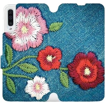Flipové pouzdro na mobil Samsung Galaxy A50 - MD05P Džínové květy (5903226860609)