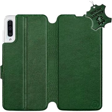 Flip pouzdro na mobil Samsung Galaxy A50 - Zelené - kožené - Green Leather (5903226861231)