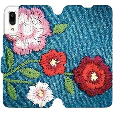 Flipové pouzdro na mobil Samsung Galaxy A40 - MD05P Džínové květy (5903226863723)