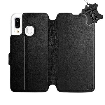 Flip pouzdro na mobil Samsung Galaxy A40 - Černé - kožené - Black Leather (5903226864294)