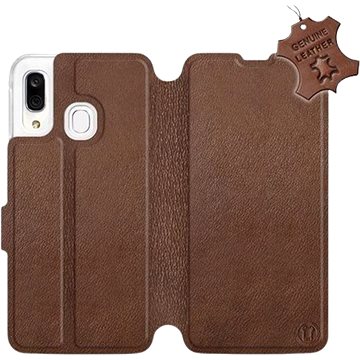 Flip pouzdro na mobil Samsung Galaxy A40 - Hnědé - kožené - Brown Leather (5903226864300)