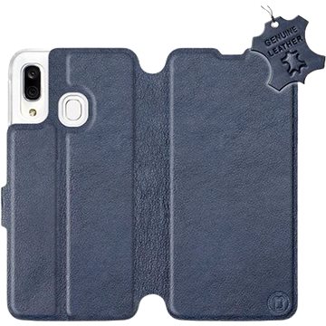 Flip pouzdro na mobil Samsung Galaxy A40 - Modré - kožené - Blue Leather (5903226864331)