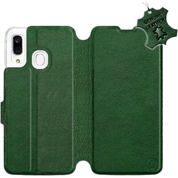 Flip pouzdro na mobil Samsung Galaxy A40 - Zelené - kožené - Green Leather (5903226864355)