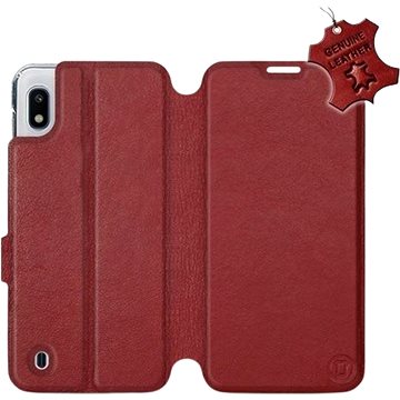 Flip pouzdro na mobil Samsung Galaxy A10 - Tmavě červené - kožené - Dark Red Leather (5903226879755)