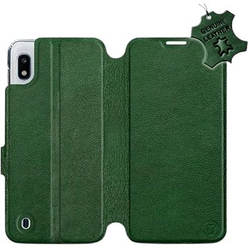 Flip pouzdro na mobil Samsung Galaxy A10 - Zelené - kožené - Green Leather (5903226879779)