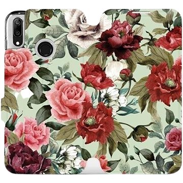 Flipové pouzdro na mobil Huawei Y7 2019 - MD06P Růže a květy na světle zeleném pozadí (5903226883530)