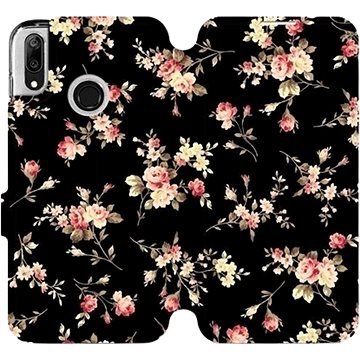 Flipové pouzdro na mobil Huawei Y7 2019 - VD02S Květy na černé (5903226883769)