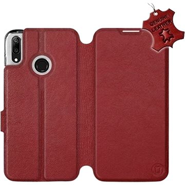 Flip pouzdro na mobil Huawei Y7 2019 - Tmavě červené - kožené - Dark Red Leather (5903226884124)