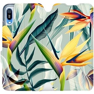 Flipové pouzdro na mobil Huawei Y6 2019 - MC02S Žluté velké květy a zelené listy (5903226884889)