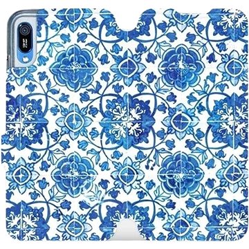 Flipové pouzdro na mobil Huawei Y6 2019 - ME05P Modré dlaždice s květy (5903226885008)