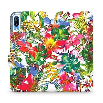 Flipové pouzdro na mobil Huawei Y6 2019 - MG07S Pestrobarevné květy a listy (5903226885343)