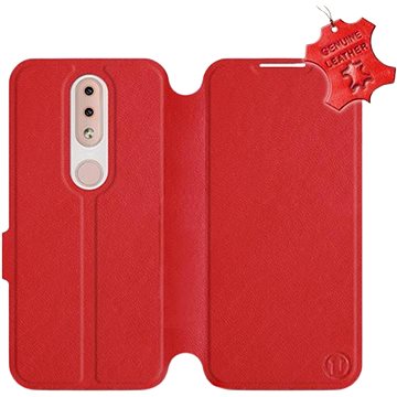 Flip pouzdro na mobil Nokia 4.2 - Červené - kožené - Red Leather (5903226892693)